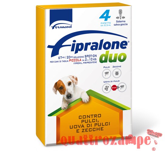 Fipralone Duo Cane 2-10 Kg Antipulci Antizecche 4 pipette