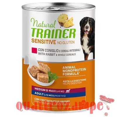 Natural Trainer Sensitive No Gluten Medium Adult Coniglio 400 gr Umido Cane