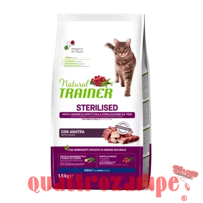 Natural Trainer Sterilised Anatra 300 gr Crocchette Per Gatti Sterilizzati