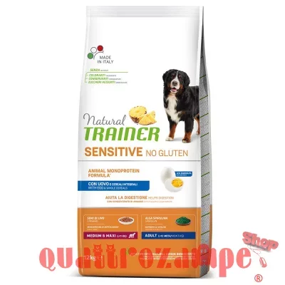 Natural Trainer Sensitive No Gluten Adult Medium Maxi Uovo 12 kg Crocchette Cane