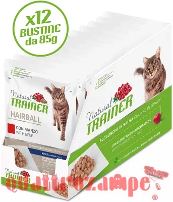 Natural Trainer Hairball Cat Manzo Bocconcini 85 gr Bustina