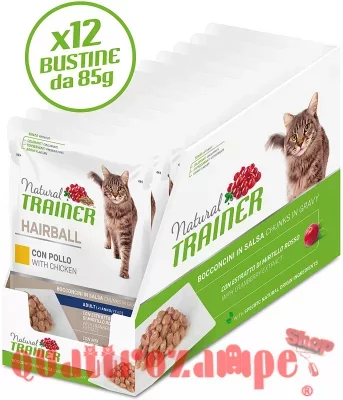 Natural Trainer Hairball Cat Pollo Bocconcini 85 gr Bustina