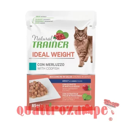 Natural Trainer Ideal Weight Merluzzo 85 gr Cibo Umido Per Gatti Bustina