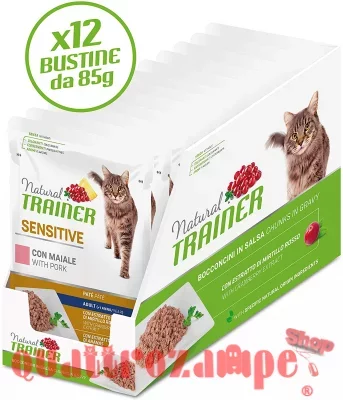 Natural Trainer Sensitive Maiale Cat Bocconcini 85 gr Bustina