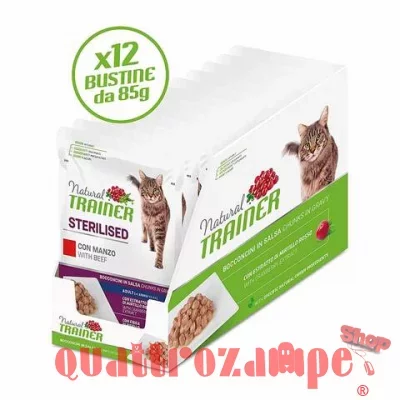 Natural Trainer Sterilised Manzo Bocconcini in Salsa 85 gr Busta
