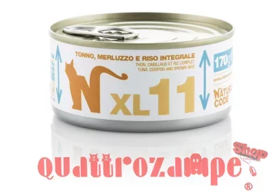 Natural Code XL 11 Tonno Merluzzo e Riso Integrale 170 gr Per Gatti